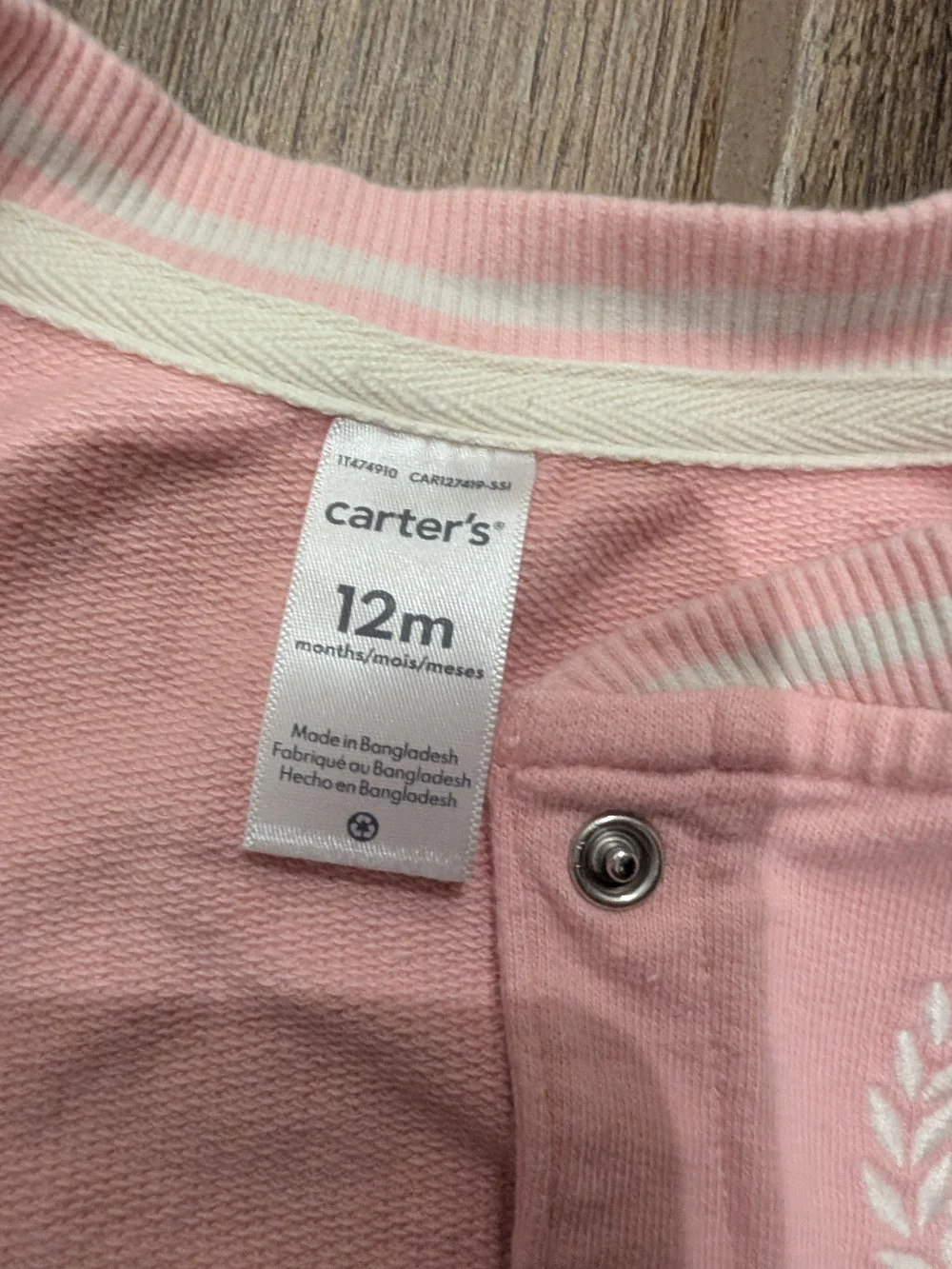 Carter's Pink Jacket and Cream Printed Bodysuit Set